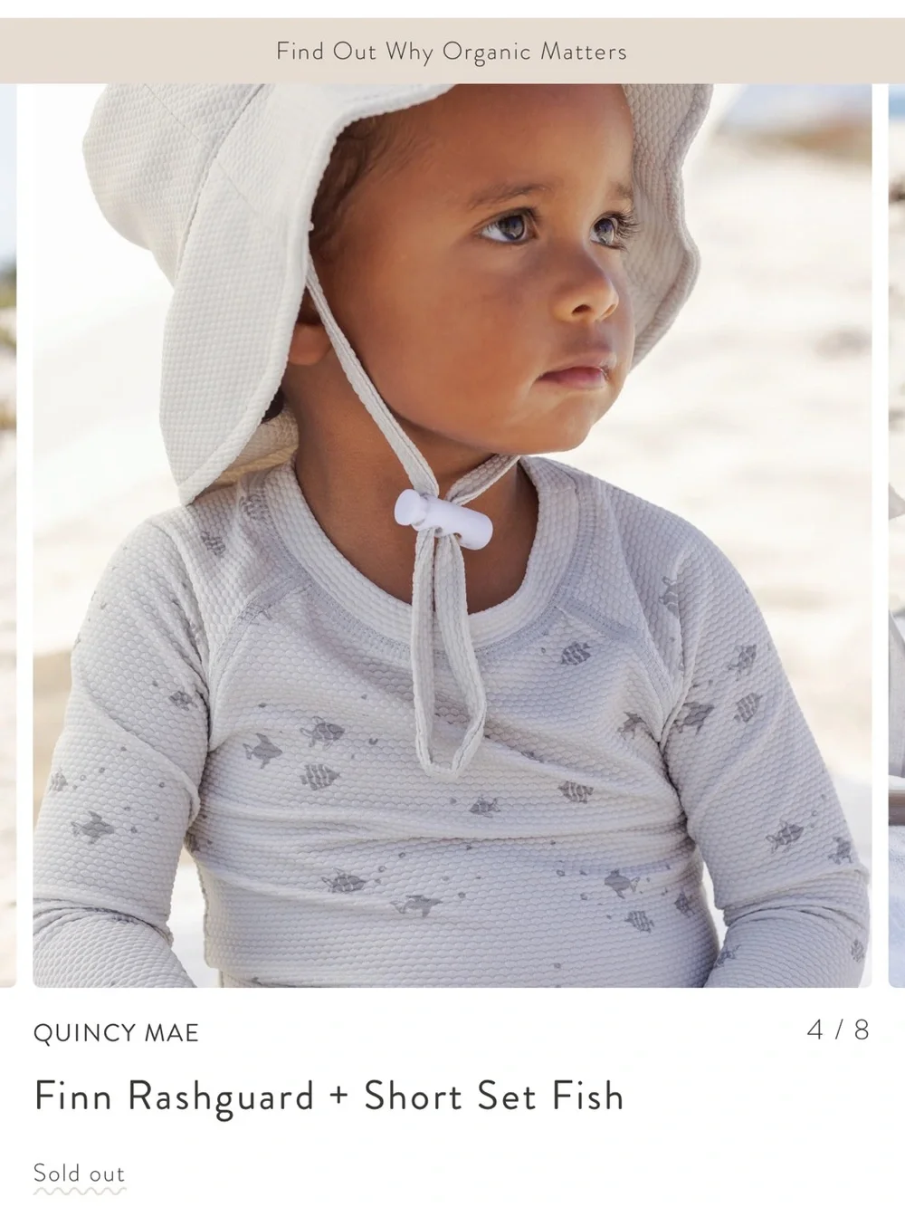Quincy Mae Light Gray Fish Rashguard & Shorts Set
